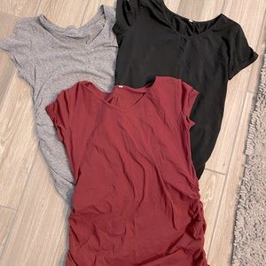Maternity solid tops (3)- black, maroon, grey- lg
